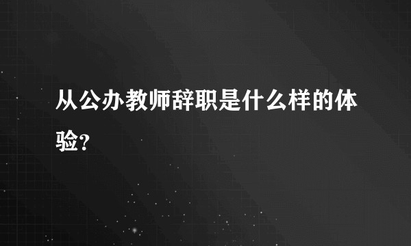 从公办教师辞职是什么样的体验？