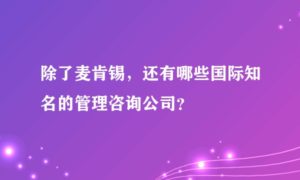 除了麦肯锡，还有哪些国际知名的管理咨询公司？