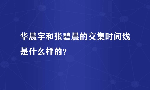 华晨宇和张碧晨的交集时间线是什么样的？