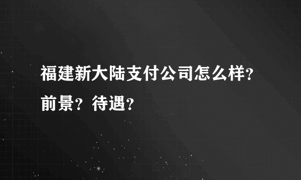福建新大陆支付公司怎么样？前景？待遇？