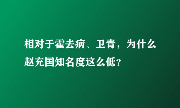 相对于霍去病、卫青，为什么赵充国知名度这么低？