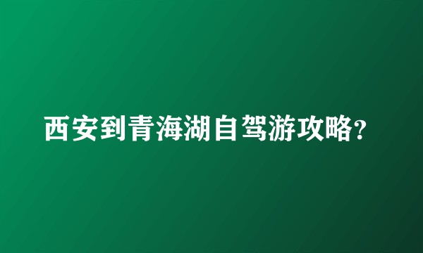 西安到青海湖自驾游攻略？