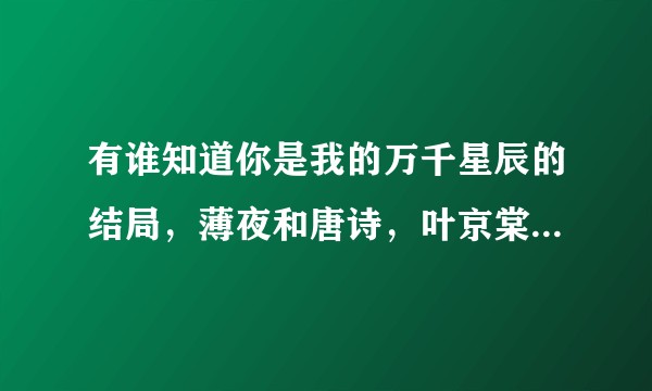 有谁知道你是我的万千星辰的结局，薄夜和唐诗，叶京棠和姜戚，唐惟与安颜？
