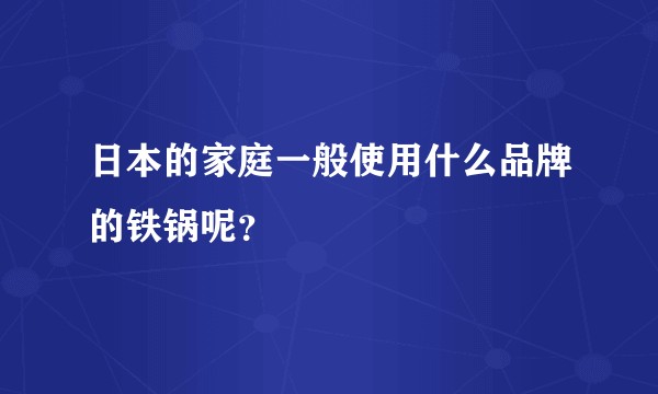 日本的家庭一般使用什么品牌的铁锅呢？