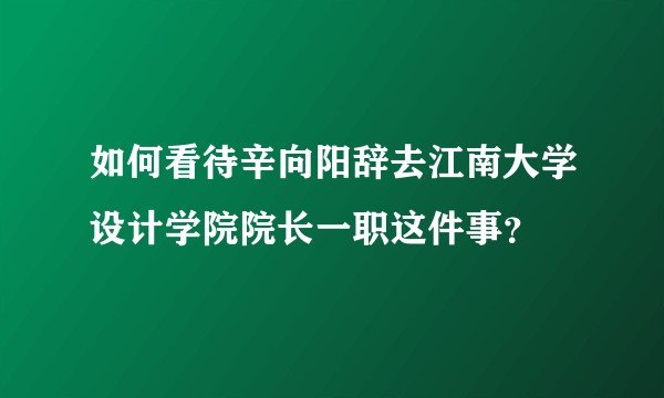 如何看待辛向阳辞去江南大学设计学院院长一职这件事？
