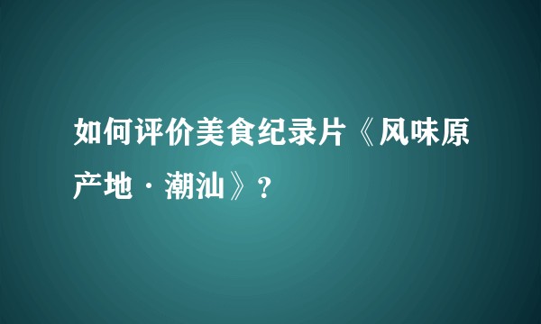 如何评价美食纪录片《风味原产地·潮汕》？