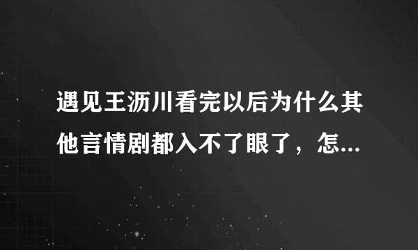 遇见王沥川看完以后为什么其他言情剧都入不了眼了，怎么办 ？