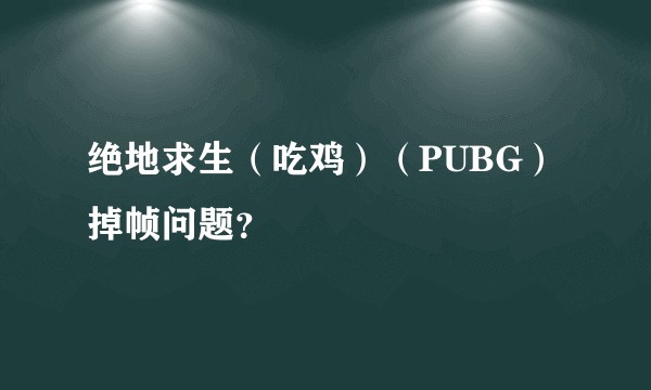 绝地求生（吃鸡）（PUBG）掉帧问题？