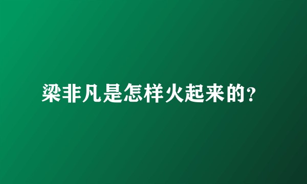 梁非凡是怎样火起来的？