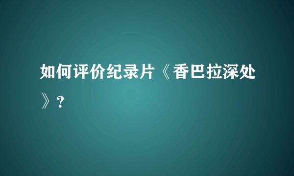 如何评价纪录片《香巴拉深处》？
