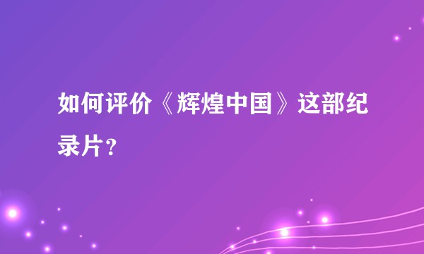 如何评价《辉煌中国》这部纪录片？
