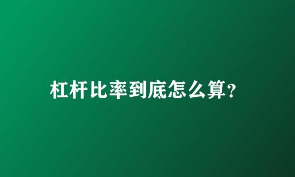 杠杆比率到底怎么算？