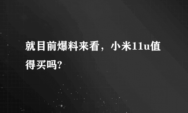 就目前爆料来看，小米11u值得买吗?