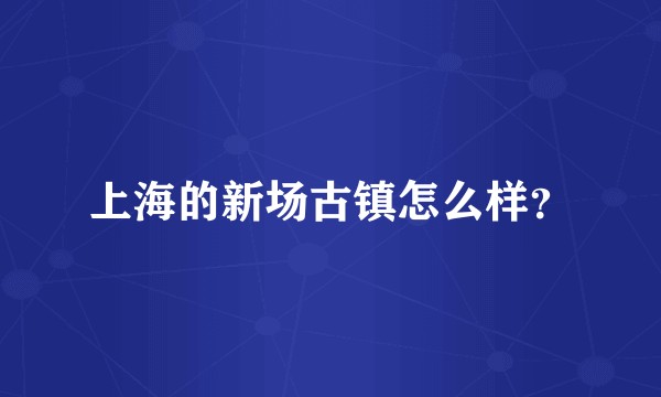 上海的新场古镇怎么样？