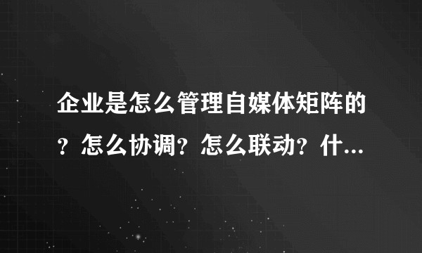 企业是怎么管理自媒体矩阵的？怎么协调？怎么联动？什么样的制度？